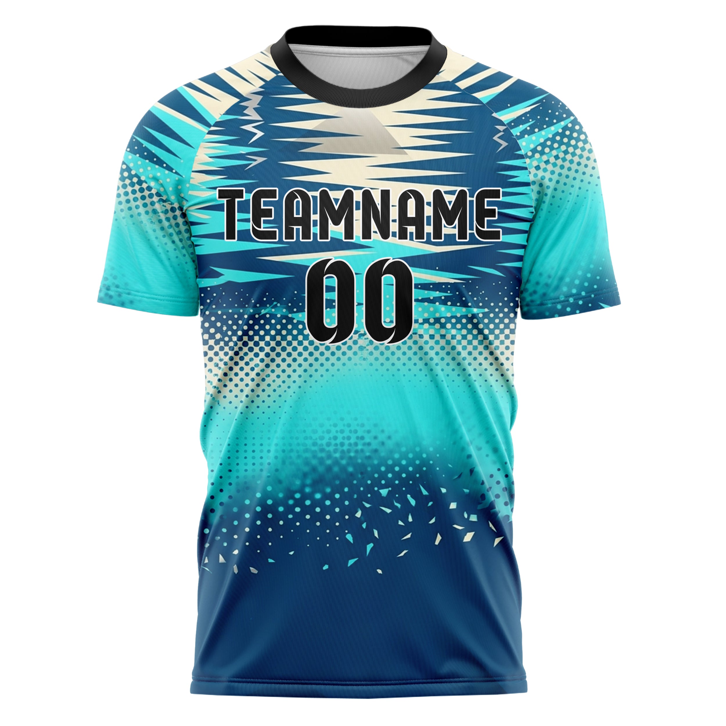Ozeanblau Aqua Creme Silber Hafen Licht Reflexionen individuelles Fußballtrikot