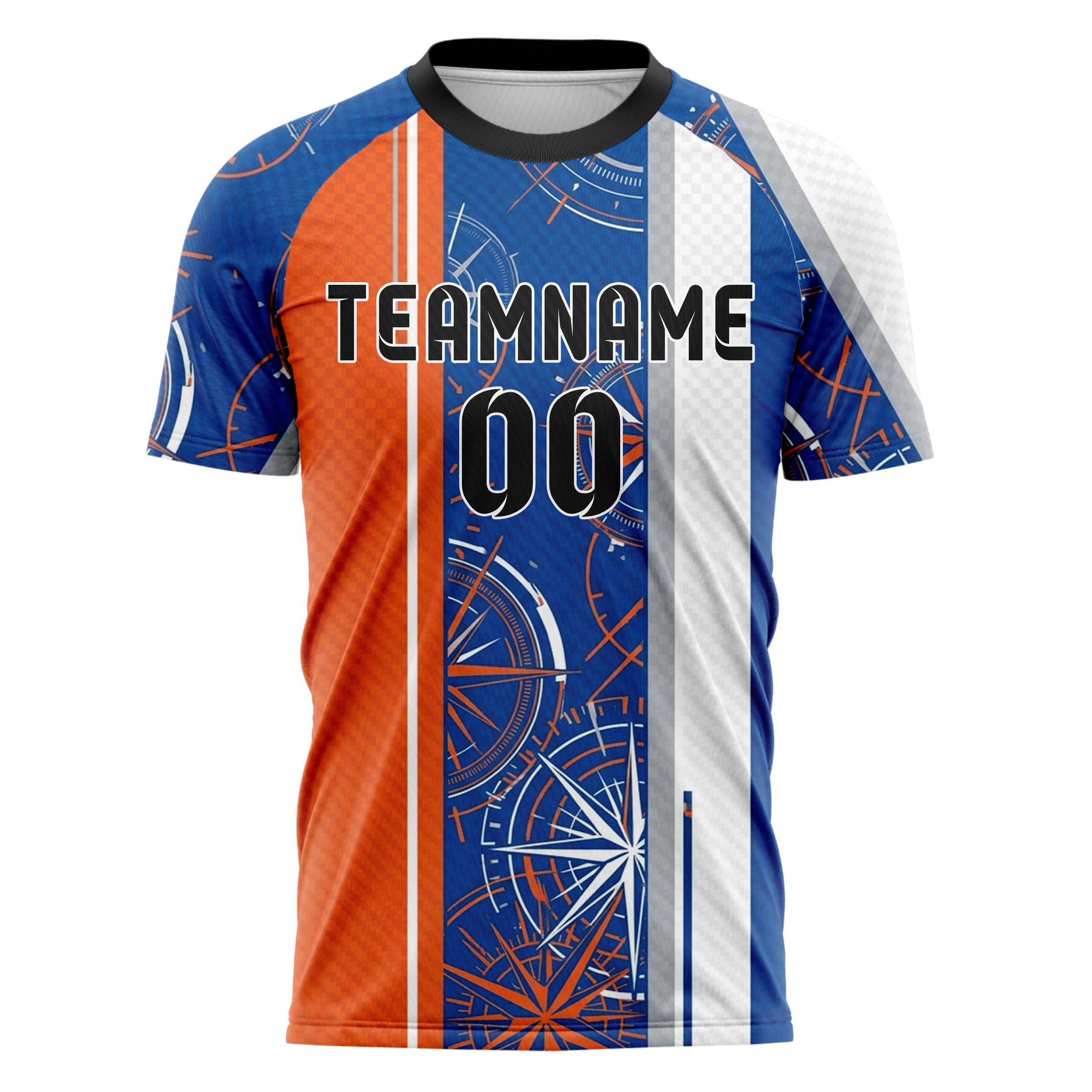 Kobaltblau Orange Weiß Grau Kompass Ausbruch Geometrie individuelles Fußballtrikot