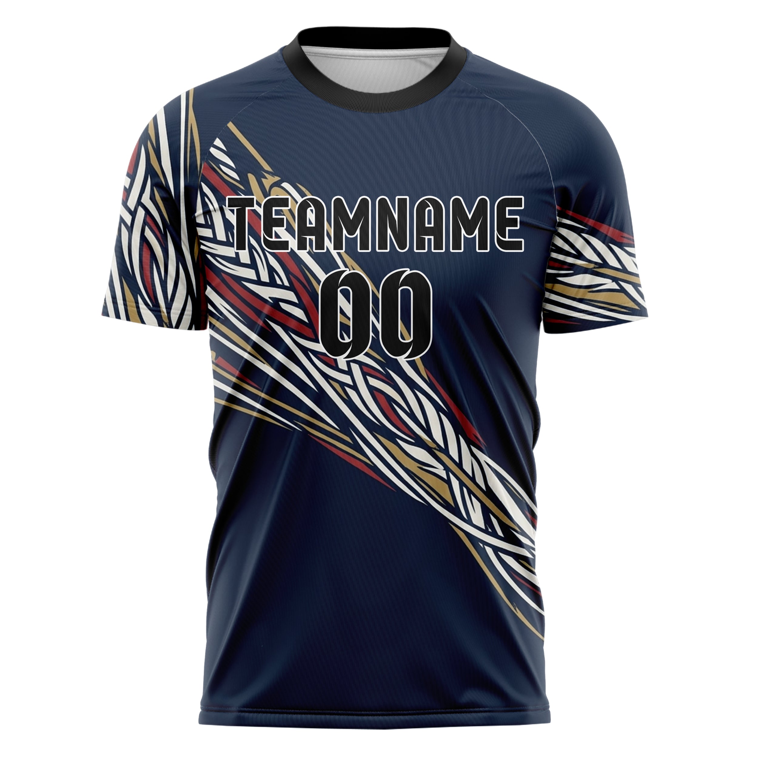 Marineblau Weiß Rot Gold Seil Spannung Gitter individuelles Fußballtrikot