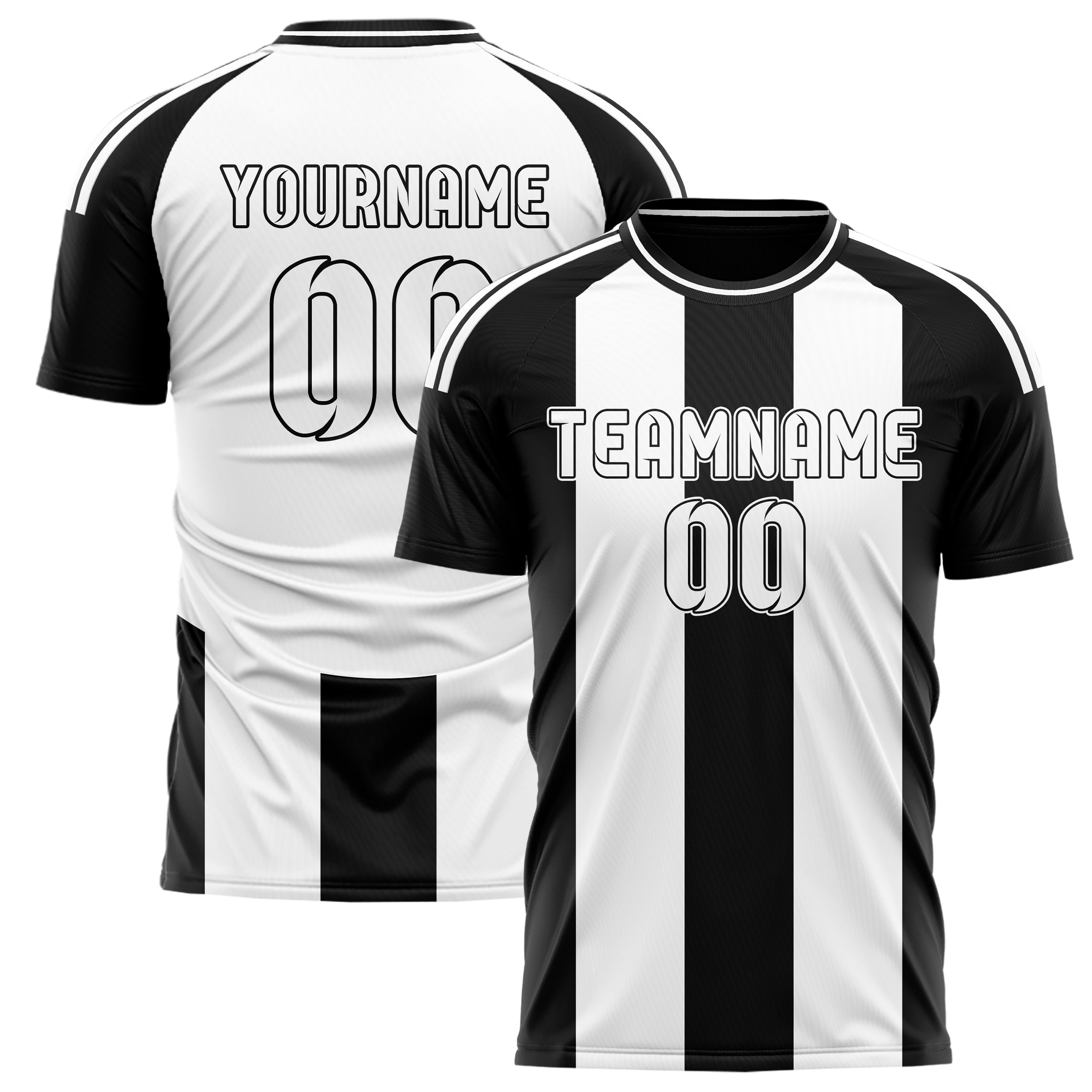 Nogometni dres u stilu Tyneside - s željenim imenom, brojem i logotipom