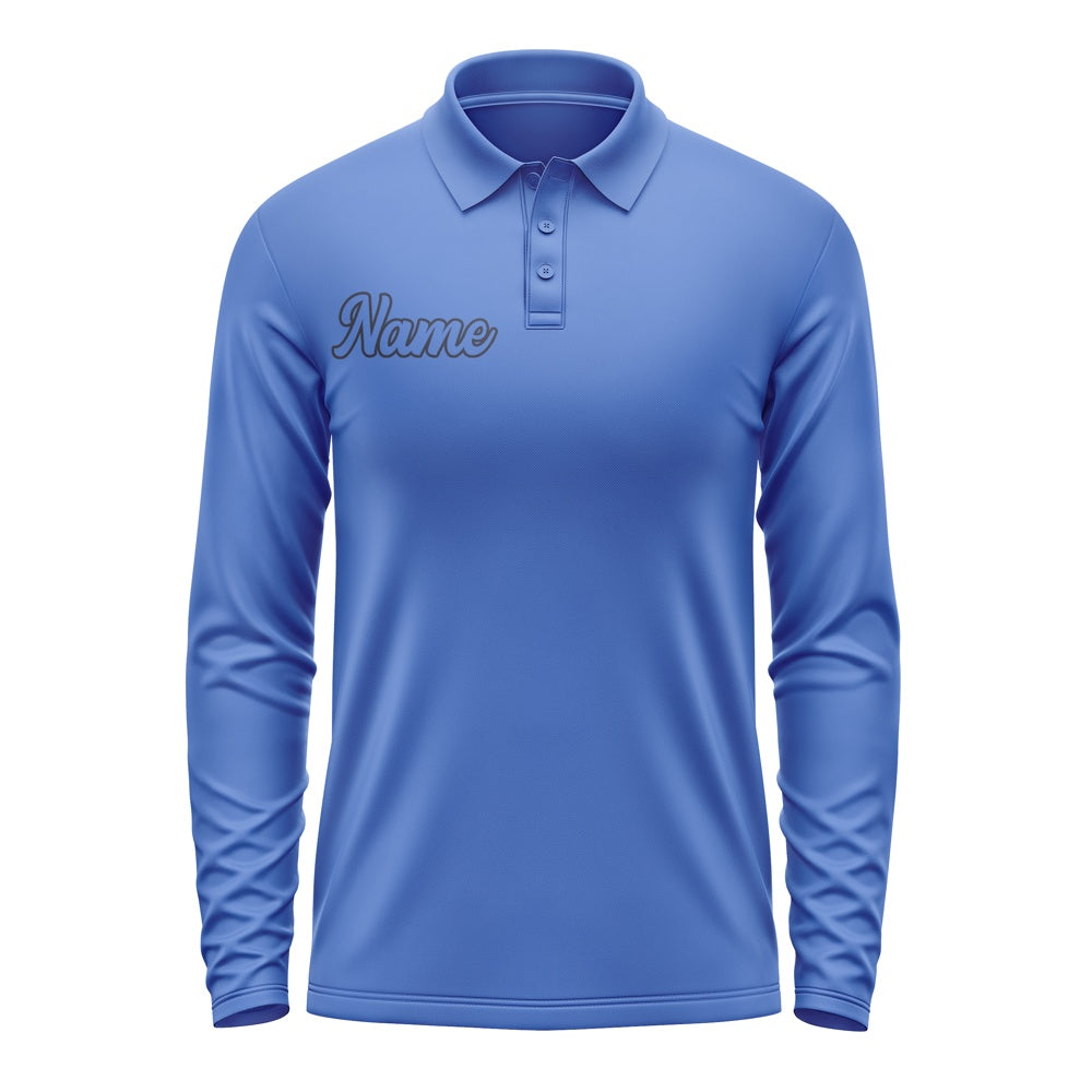 Maßgeschneidertes Himmelblau Himmelblau Langes Polohemd