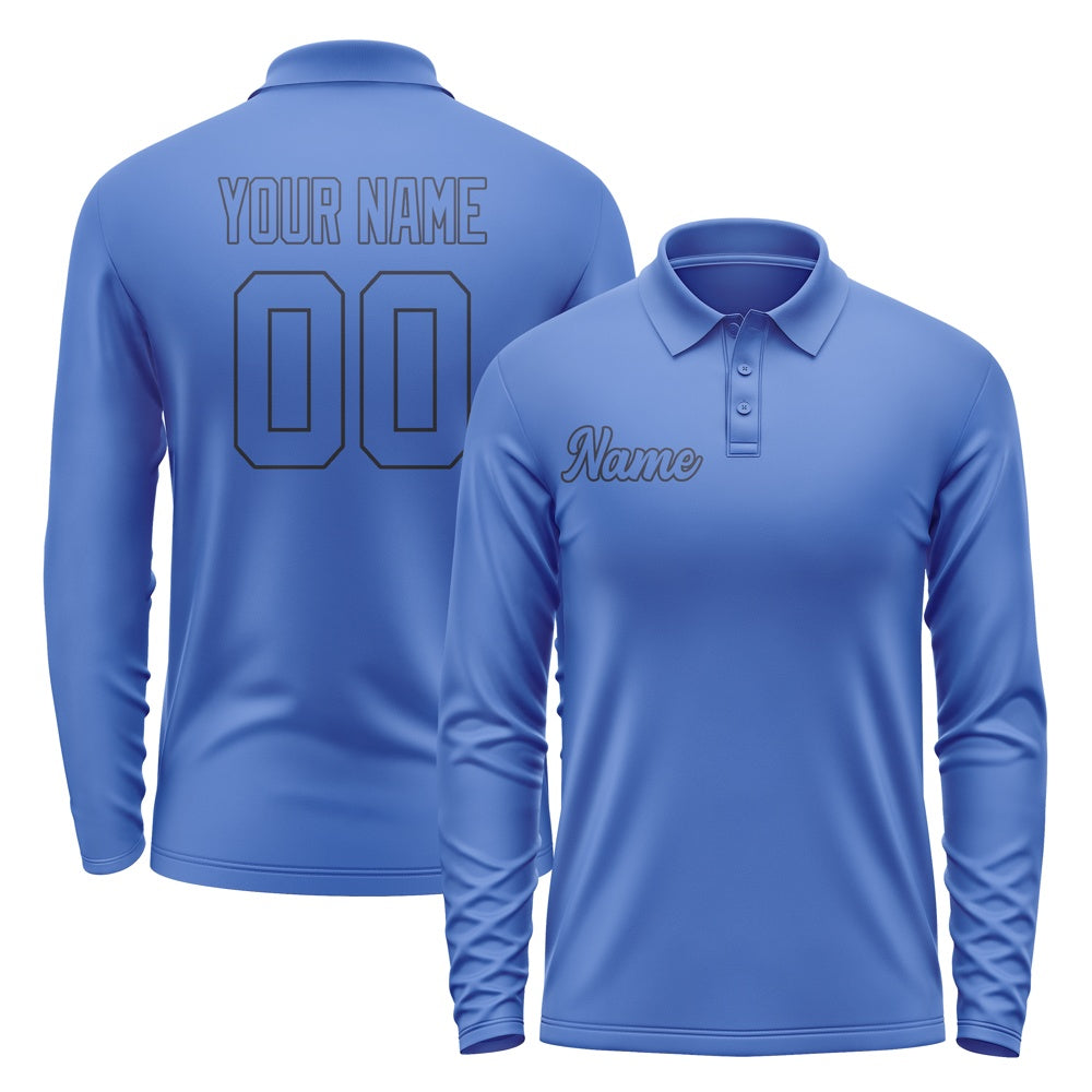 Maßgeschneidertes Himmelblau Himmelblau Langes Polohemd