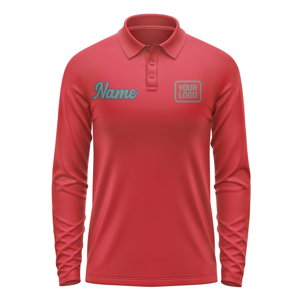 Maßgeschneidertes Rot Blaugrün Langes Polohemd