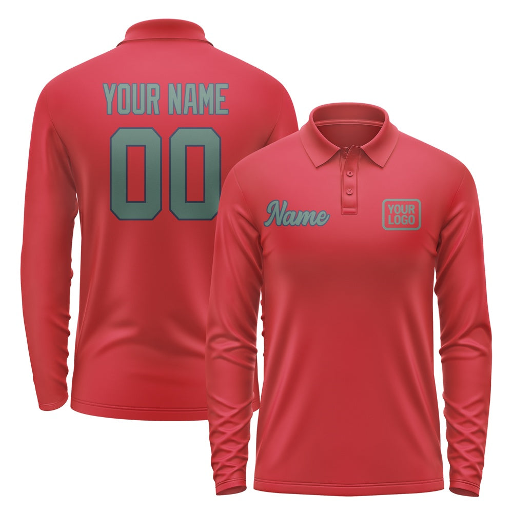 Maßgeschneidertes Rot Blaugrün Langes Polohemd
