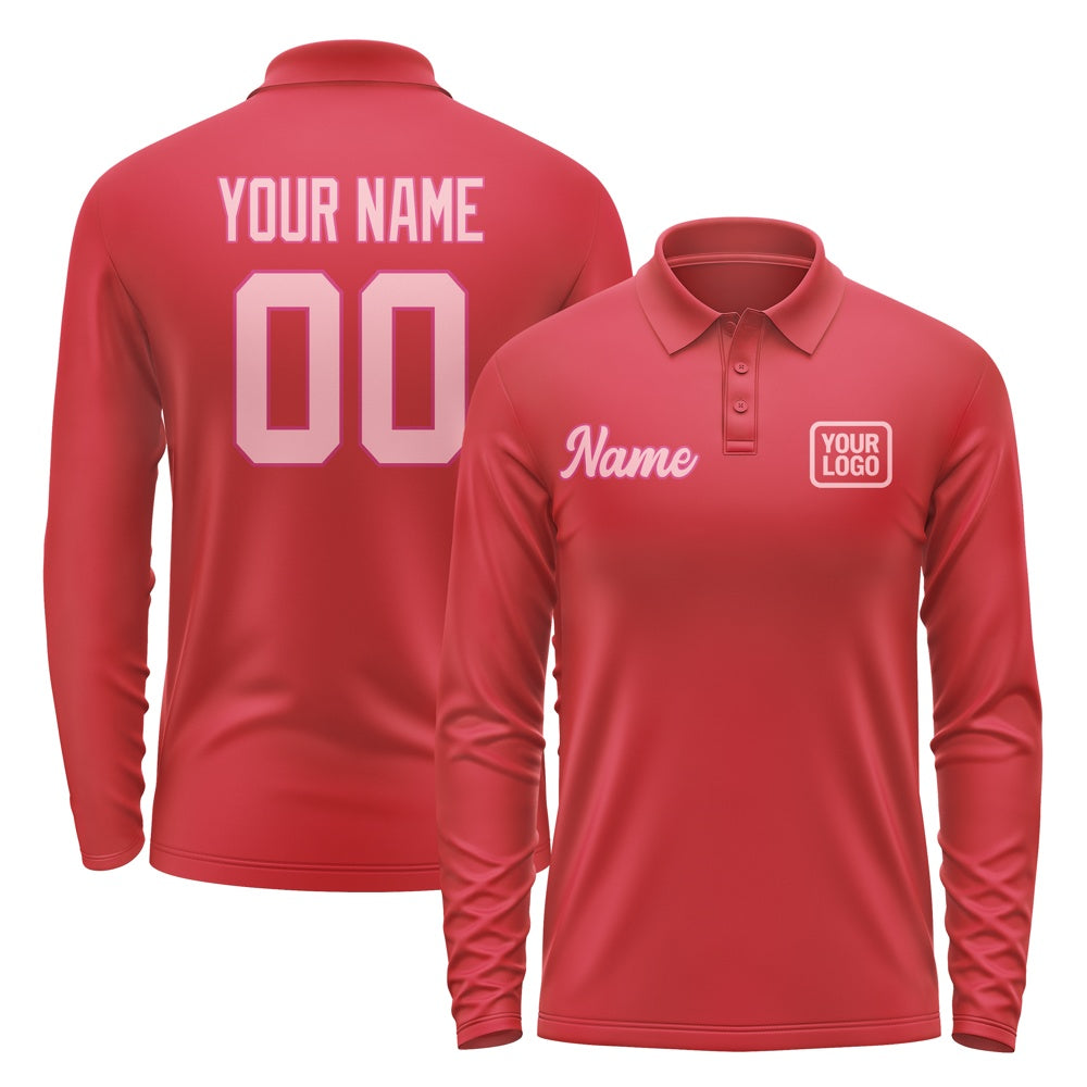 Maßgeschneidertes Rot Rosa Langes Polohemd