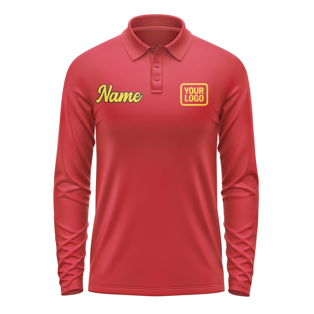 Maßgeschneidertes Rot Gold Langes Polohemd