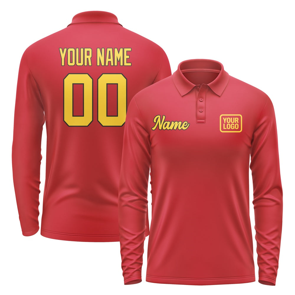 Maßgeschneidertes Rot Gold Langes Polohemd