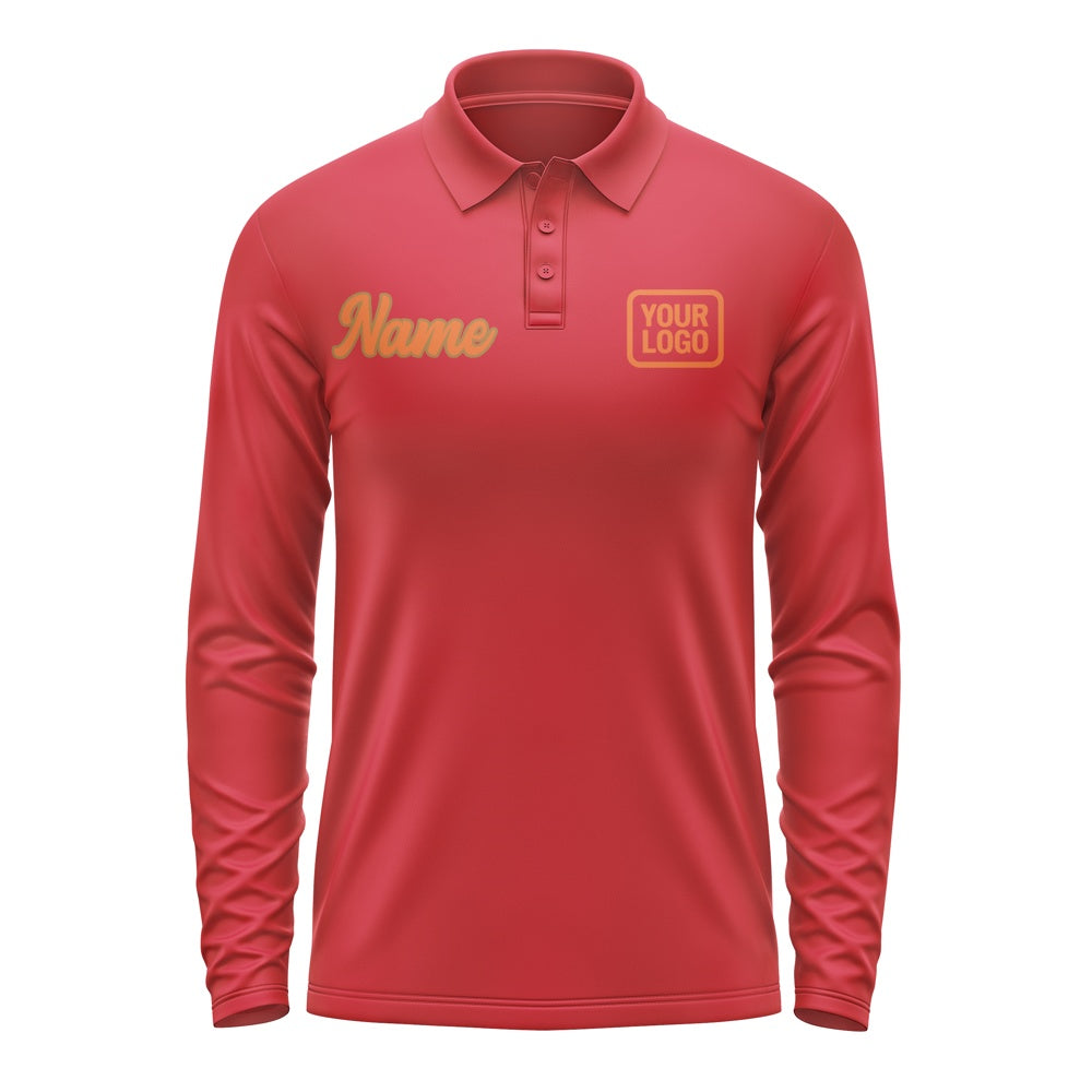 Maßgeschneidertes Rot Orange Langes Polohemd