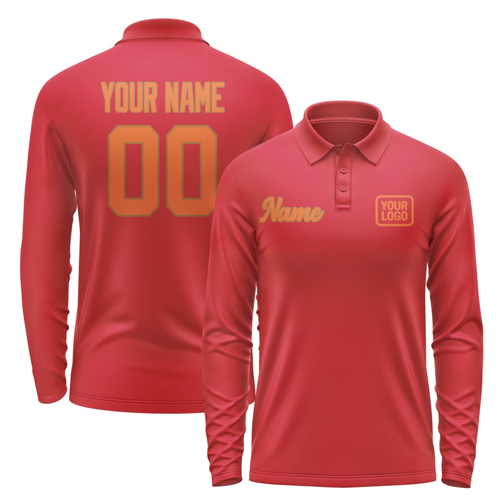 Maßgeschneidertes Rot Orange Langes Polohemd