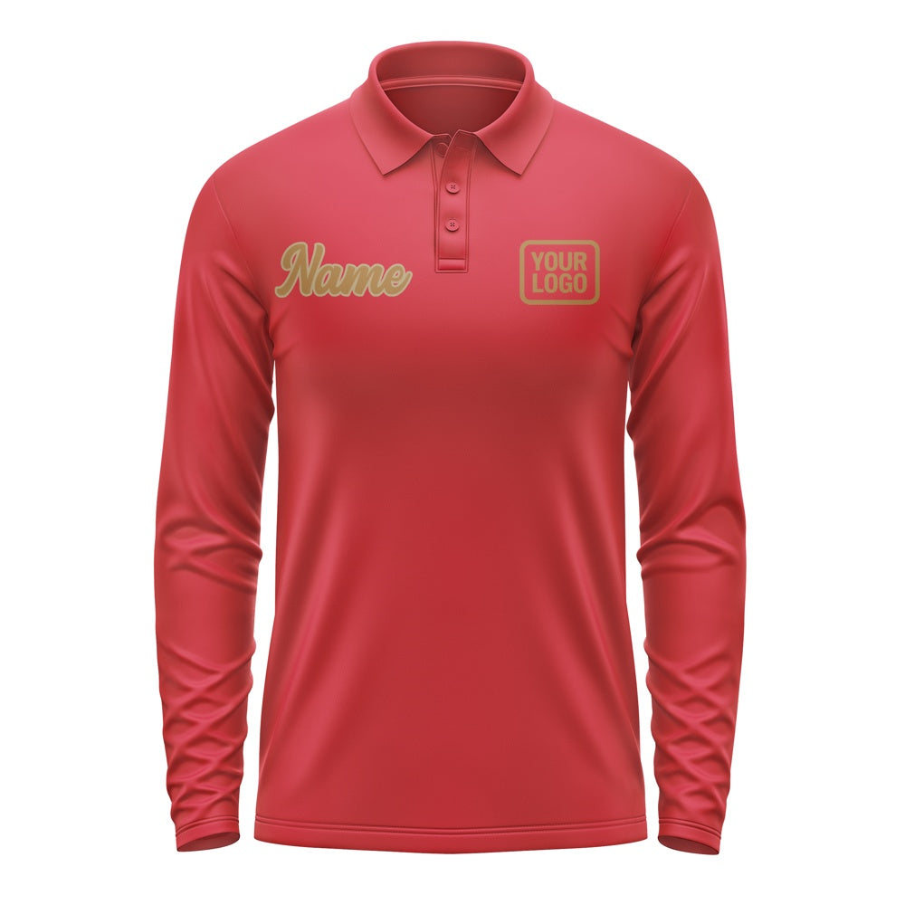 Maßgeschneidertes Rot Khaki Langes Polohemd