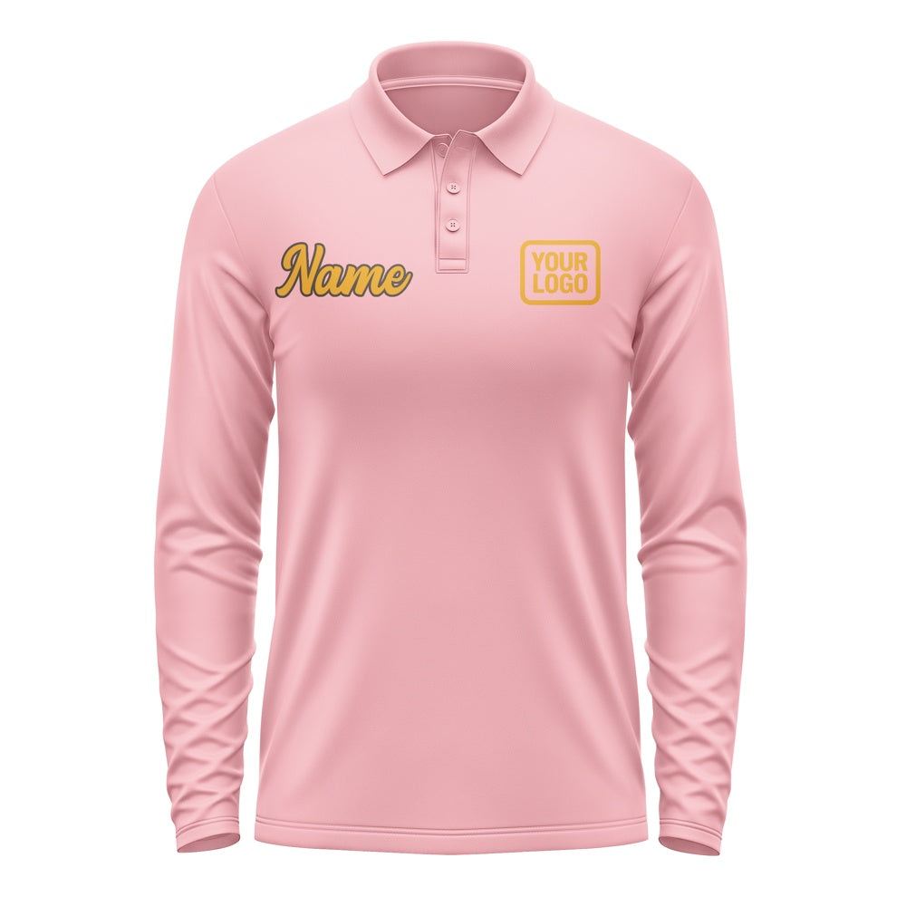 Maßgeschneidertes Rosa Gelb Langes Polohemd