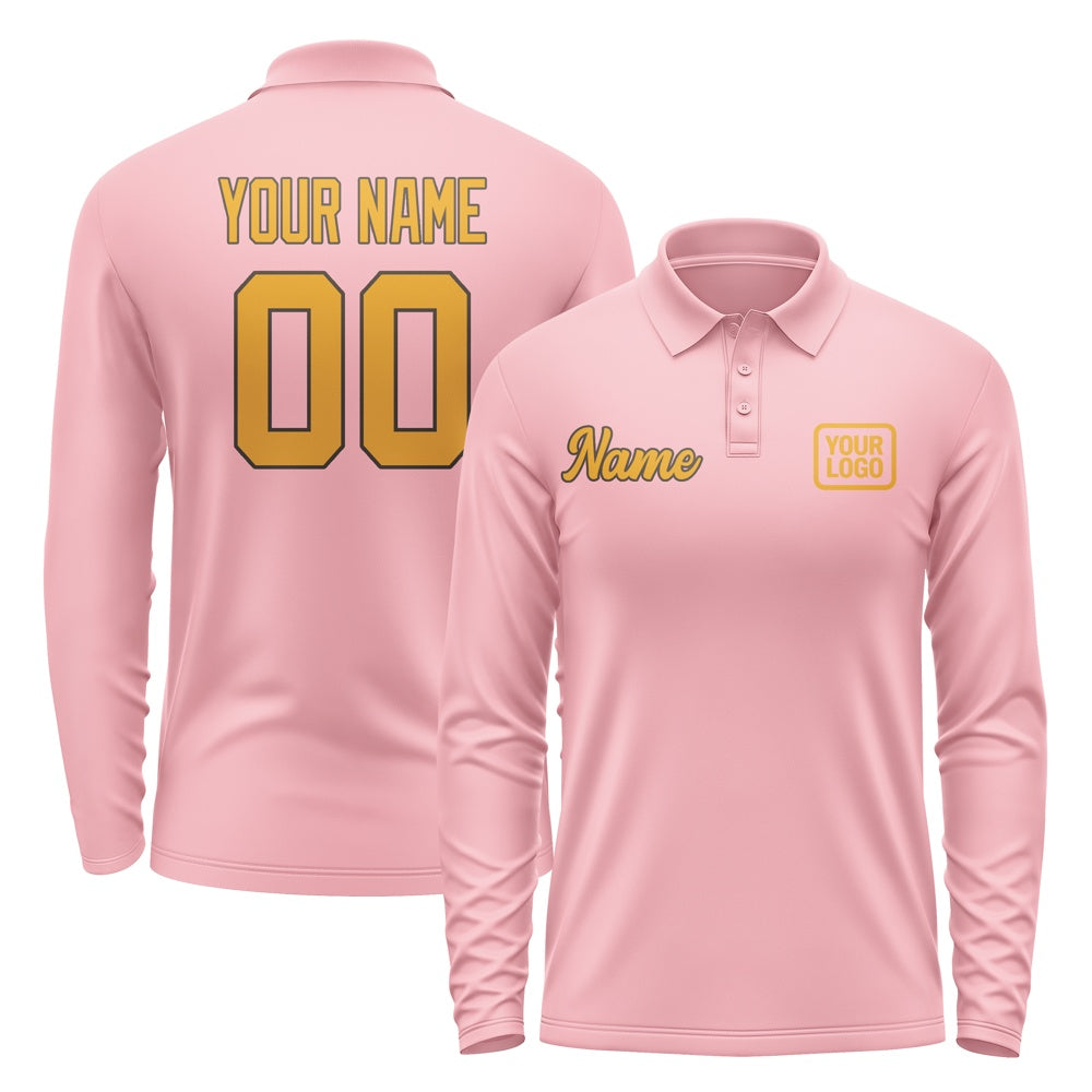 Maßgeschneidertes Rosa Gelb Langes Polohemd