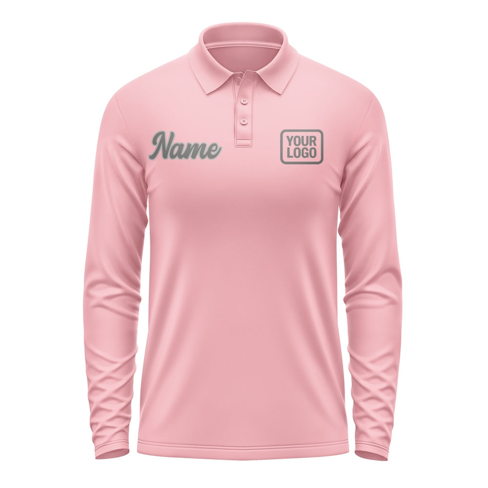 Maßgeschneidertes Rosa Dunkelgrau Langes Polohemd