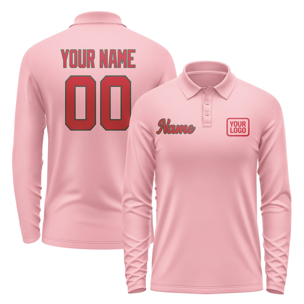 Maßgeschneidertes Rosa Rot Langes Polohemd