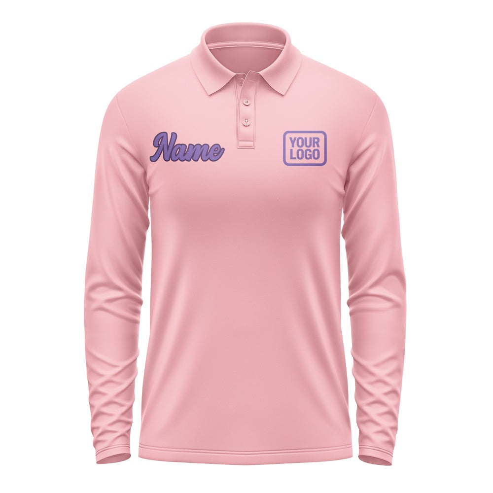 Maßgeschneidertes Rosa Lavendel Langes Polohemd