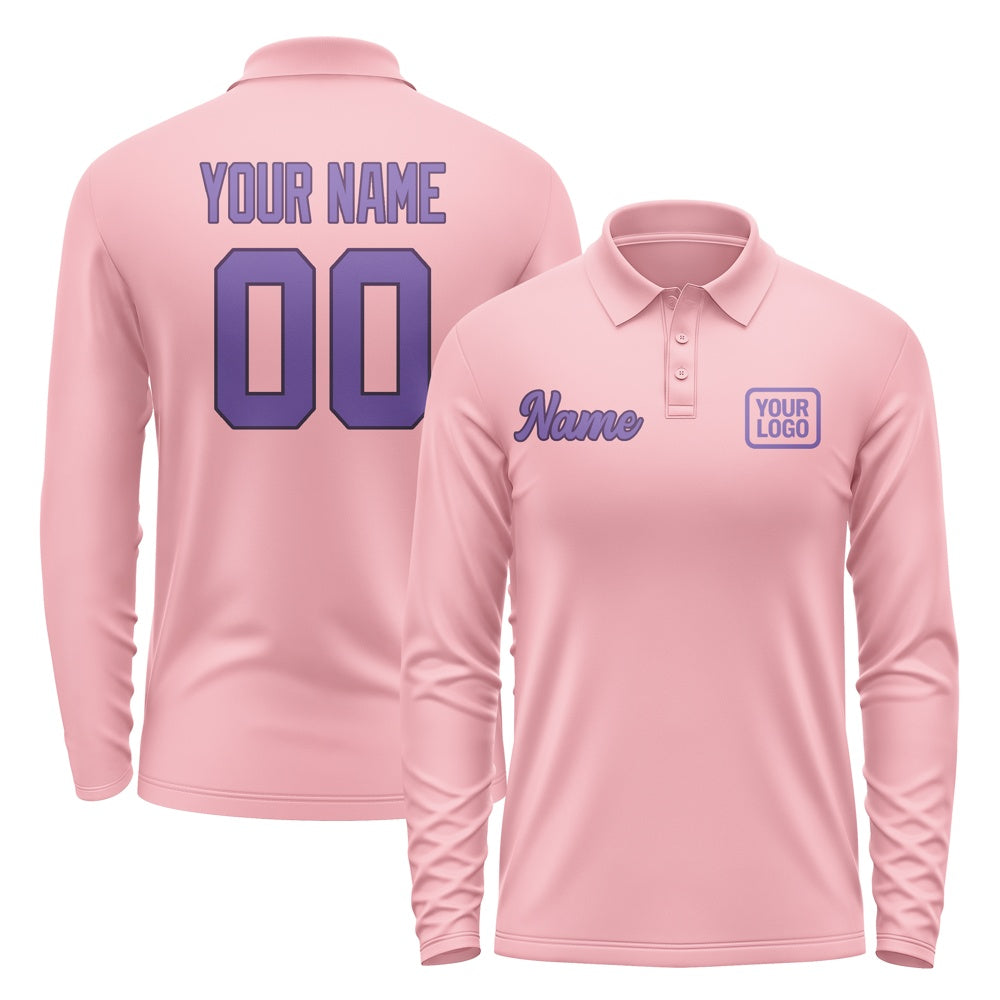 Maßgeschneidertes Rosa Lavendel Langes Polohemd