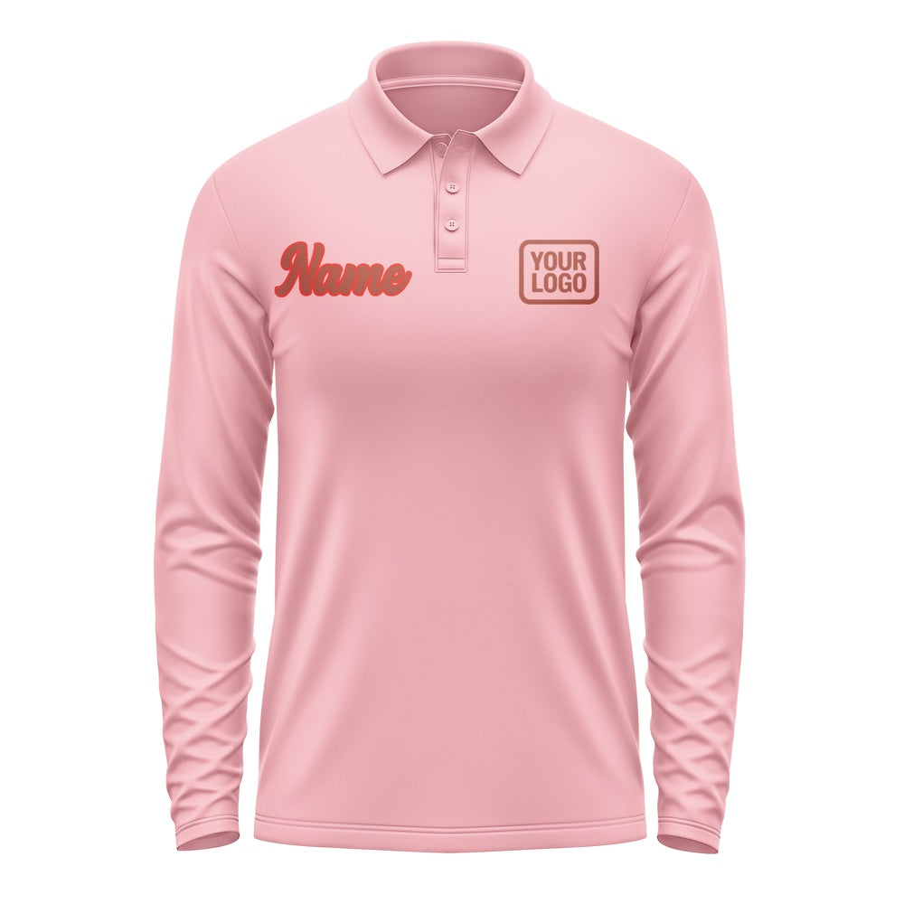 Maßgeschneidertes Rosa Korallenrot Langes Polohemd