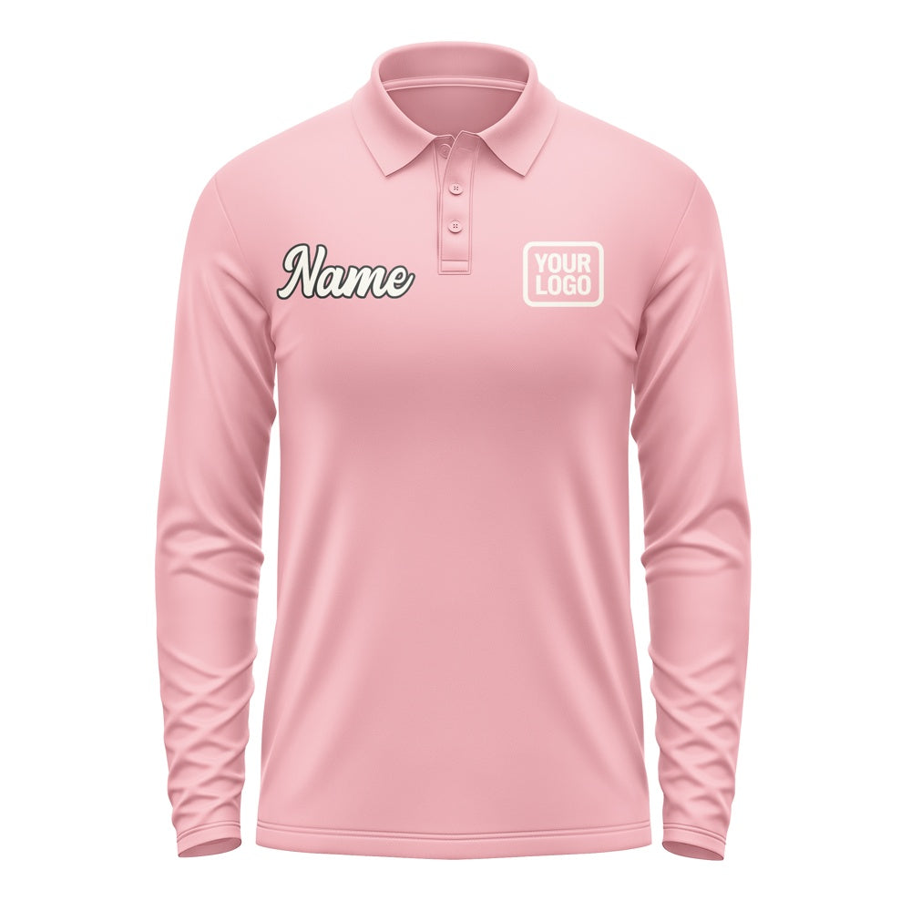 Maßgeschneidertes Rosa Beige Langes Polohemd