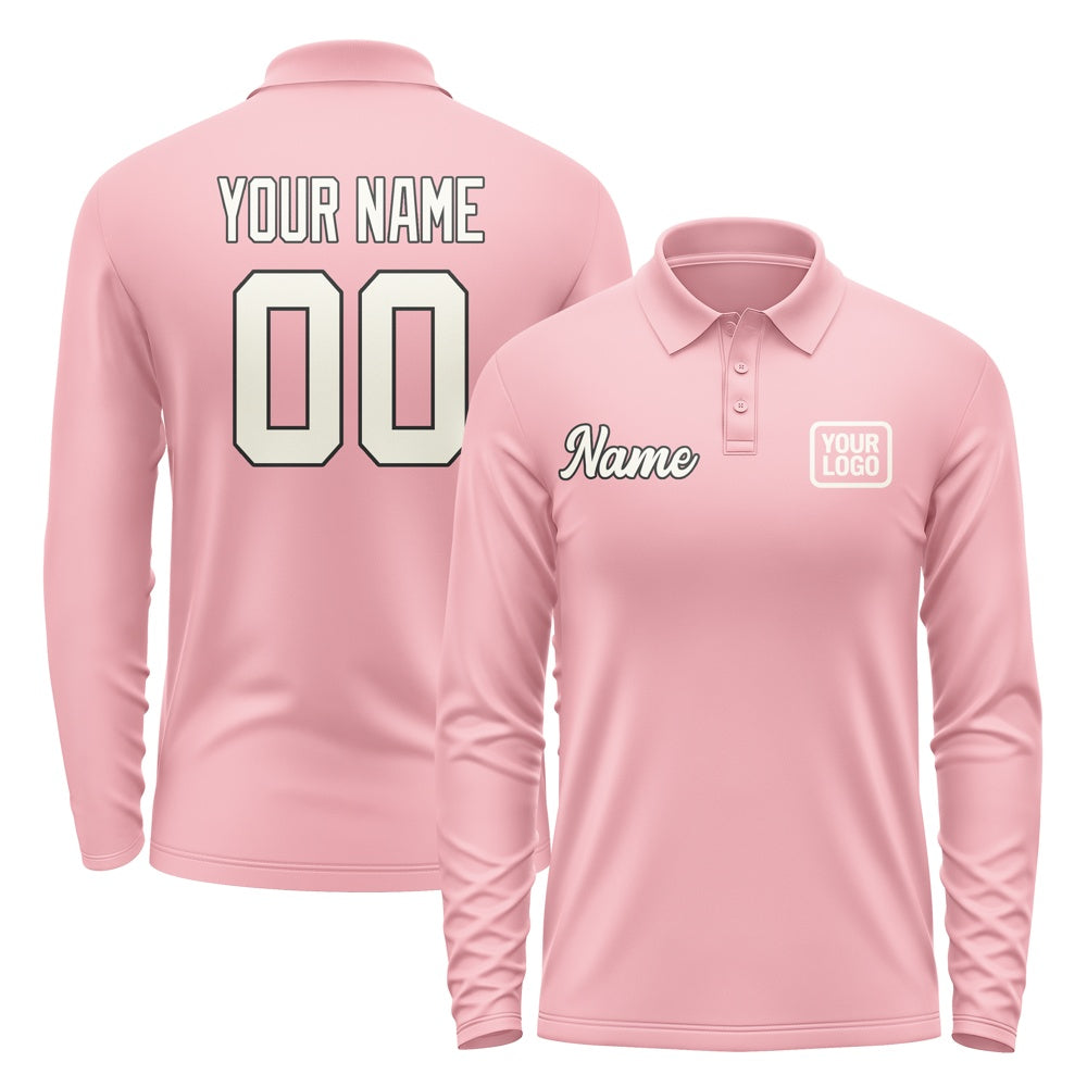 Maßgeschneidertes Rosa Beige Langes Polohemd