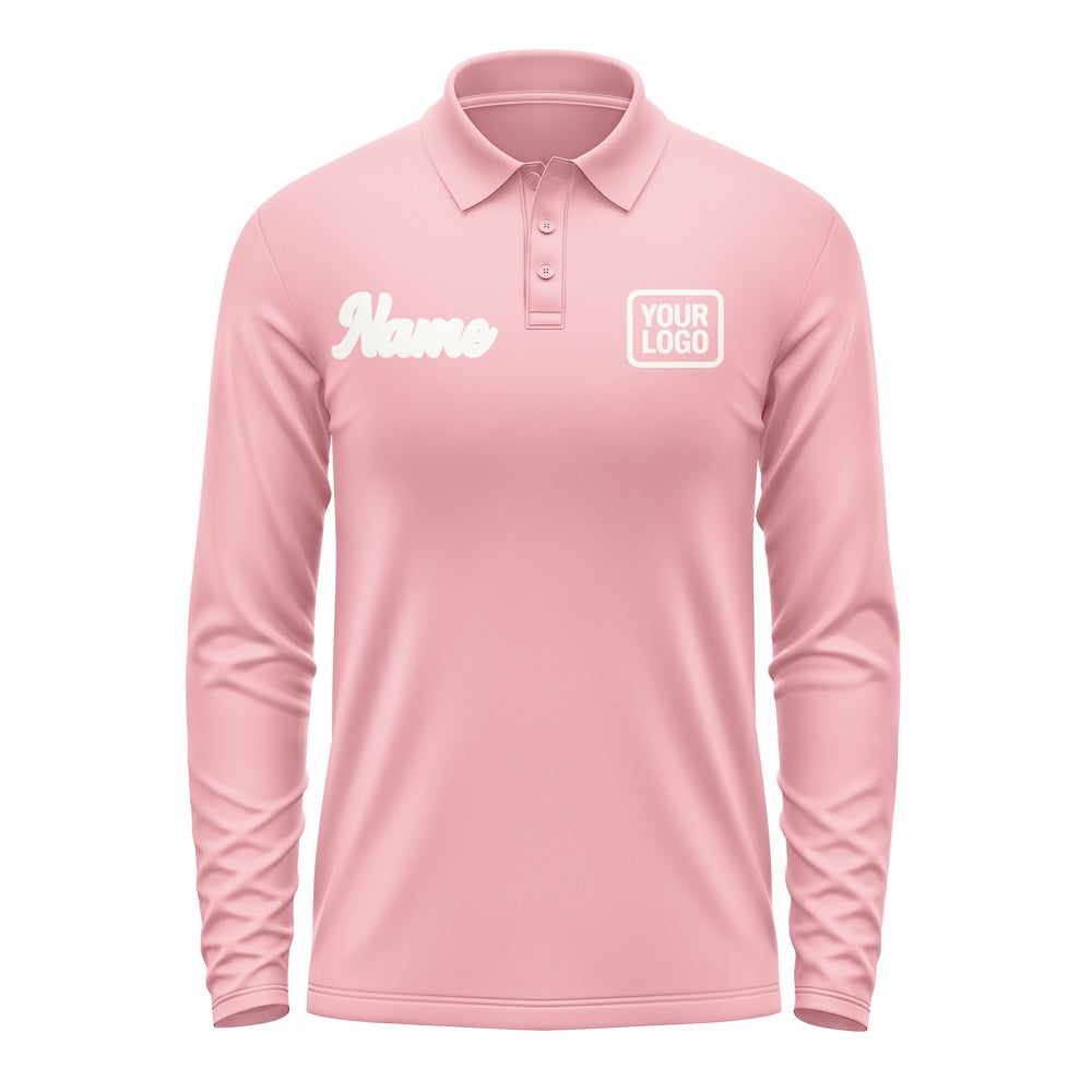 Maßgeschneidertes Rosa Weiß Langes Polohemd
