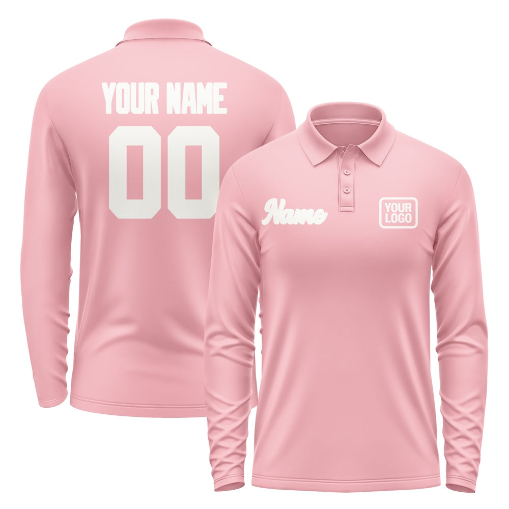 Maßgeschneidertes Rosa Weiß Langes Polohemd