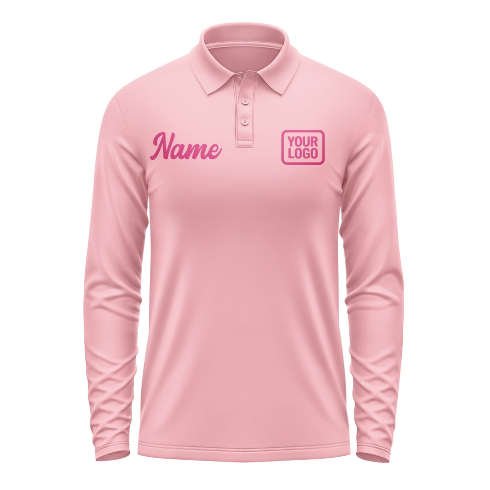 Maßgeschneidertes Rosa Rosarot Langes Polohemd