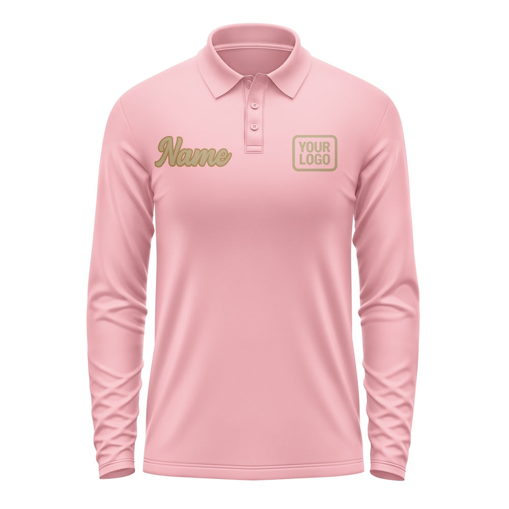 Maßgeschneidertes Rosa Hellkhaki Langes Polohemd