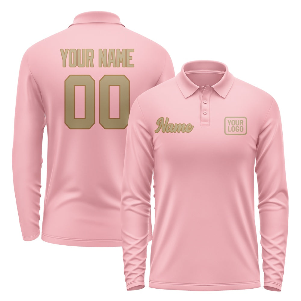 Maßgeschneidertes Rosa Hellkhaki Langes Polohemd