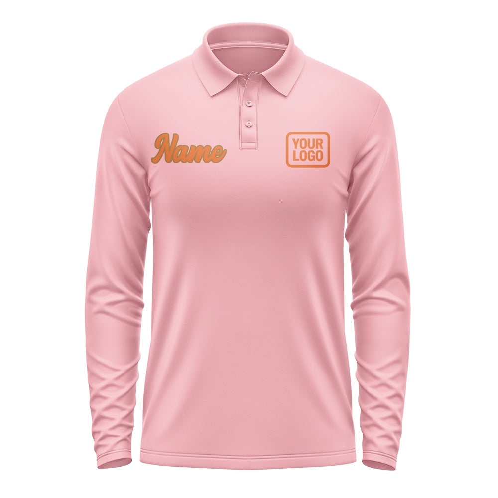 Maßgeschneidertes Rosa Orange Langes Polohemd