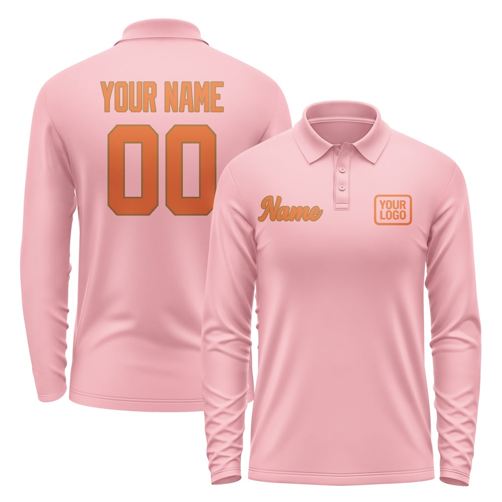 Maßgeschneidertes Rosa Orange Langes Polohemd