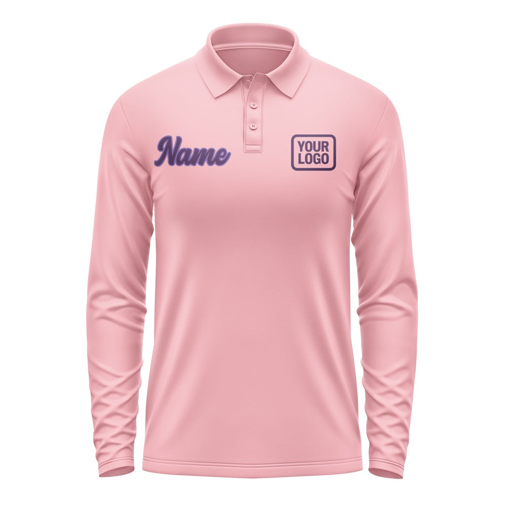 Maßgeschneidertes Rosa Lila Langes Polohemd