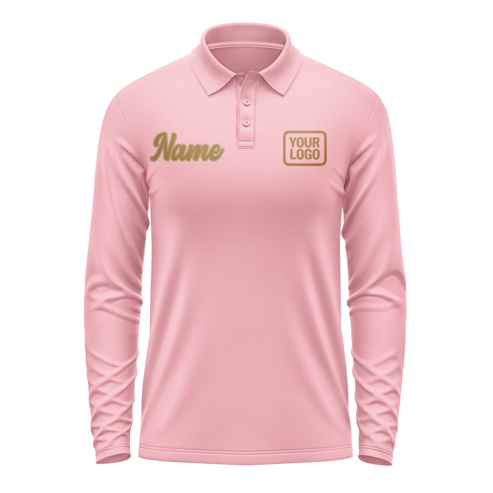 Maßgeschneidertes Rosa Khaki Langes Polohemd