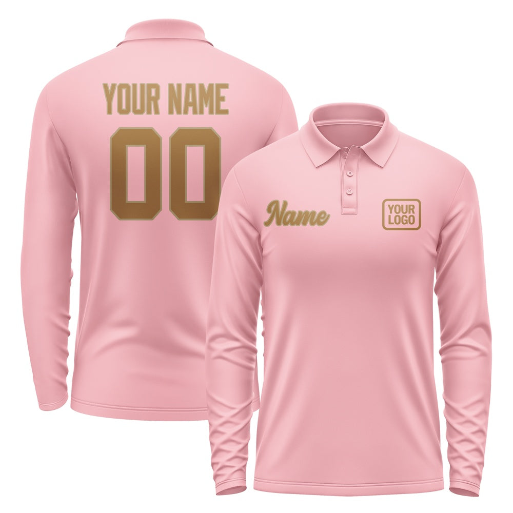 Maßgeschneidertes Rosa Khaki Langes Polohemd