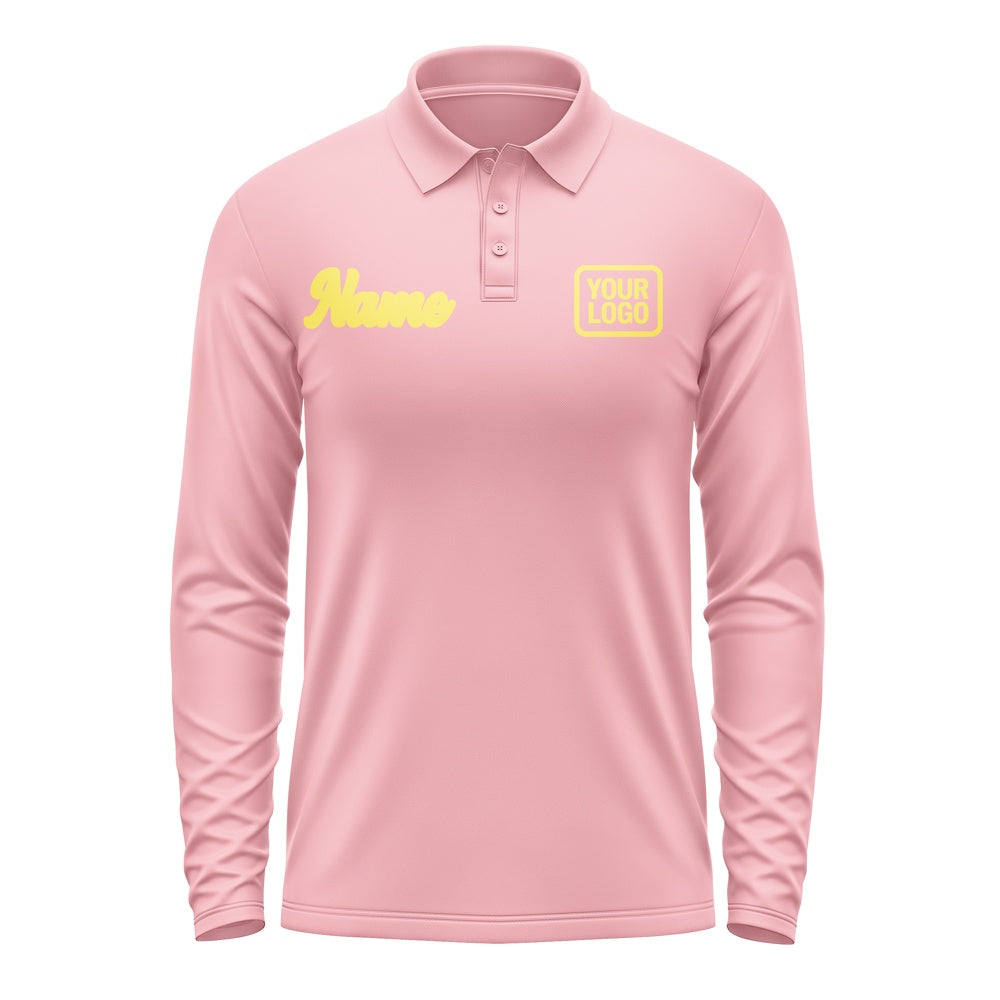 Maßgeschneidertes Rosa Blassgelb Langes Polohemd