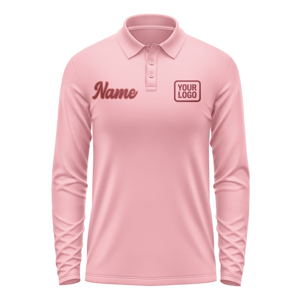 Maßgeschneidertes Rosa Karmesinrot Langes Polohemd