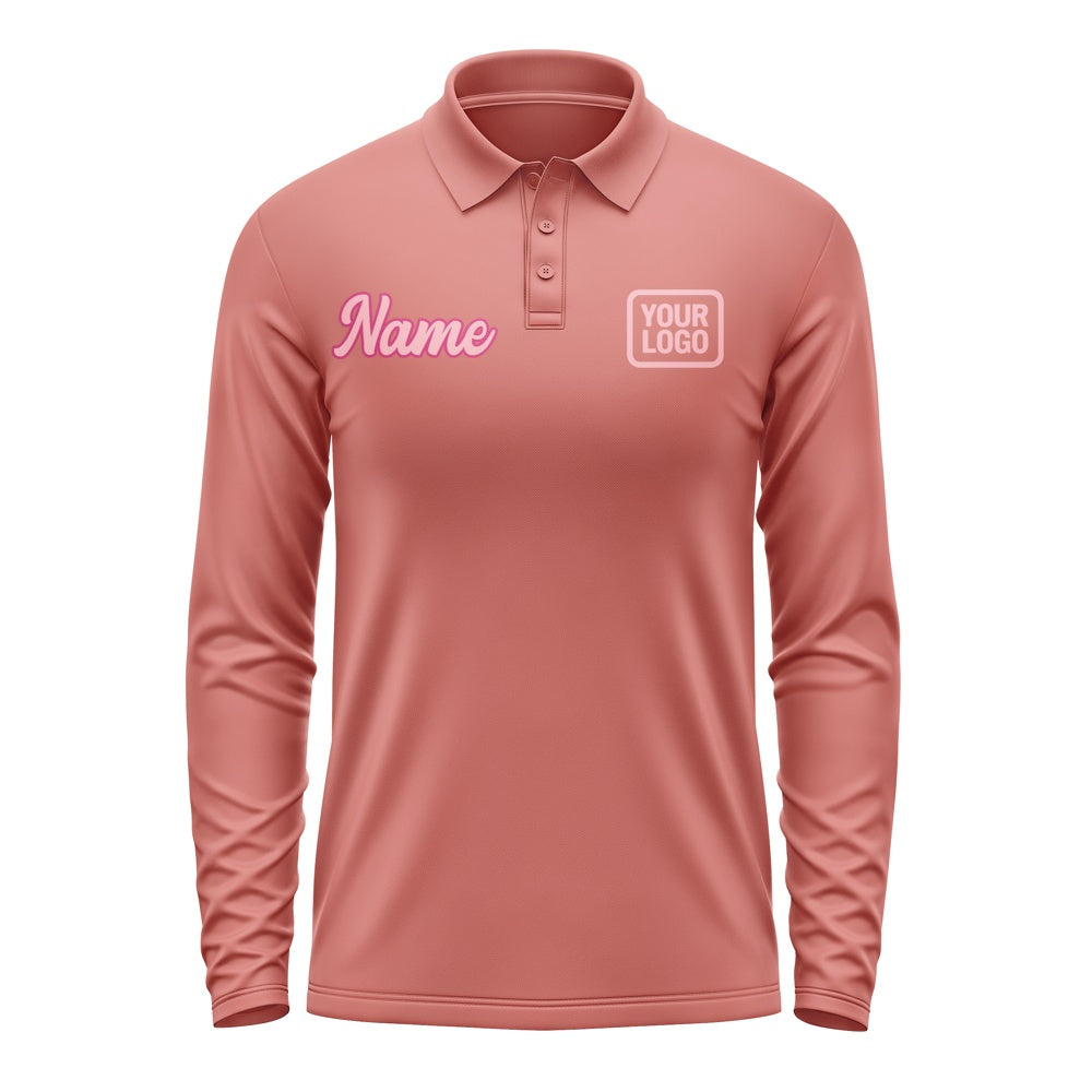 Maßgeschneidertes Kupferrose Rosa Langes Polohemd