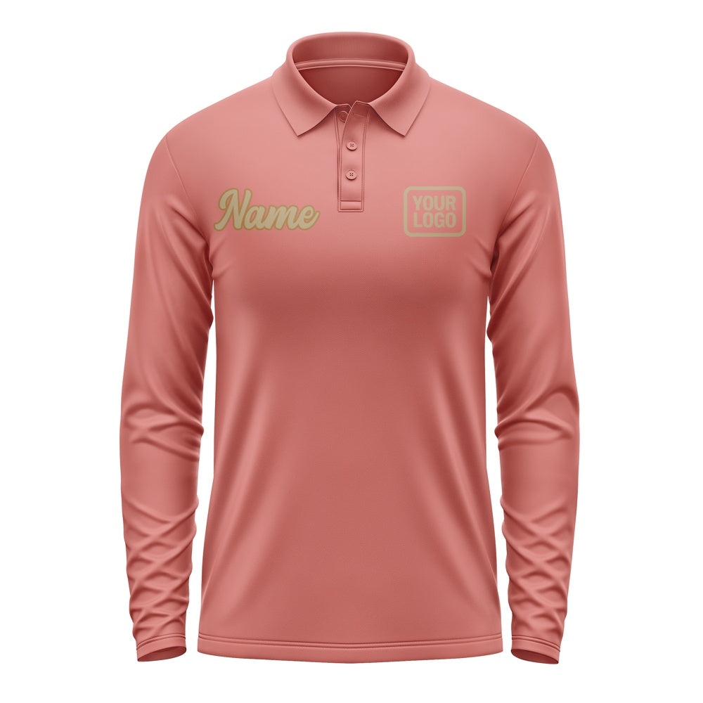 Maßgeschneidertes Kupferrose Hellkhaki Langes Polohemd