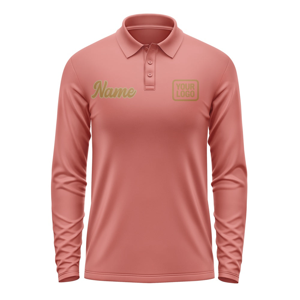 Maßgeschneidertes Kupferrose Khaki Langes Polohemd