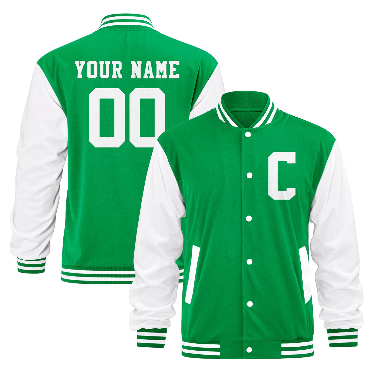 Personalisierte Varsity-Letterman-Jacke — Monogramm-Initiale / Name / Nummer hinzufügen