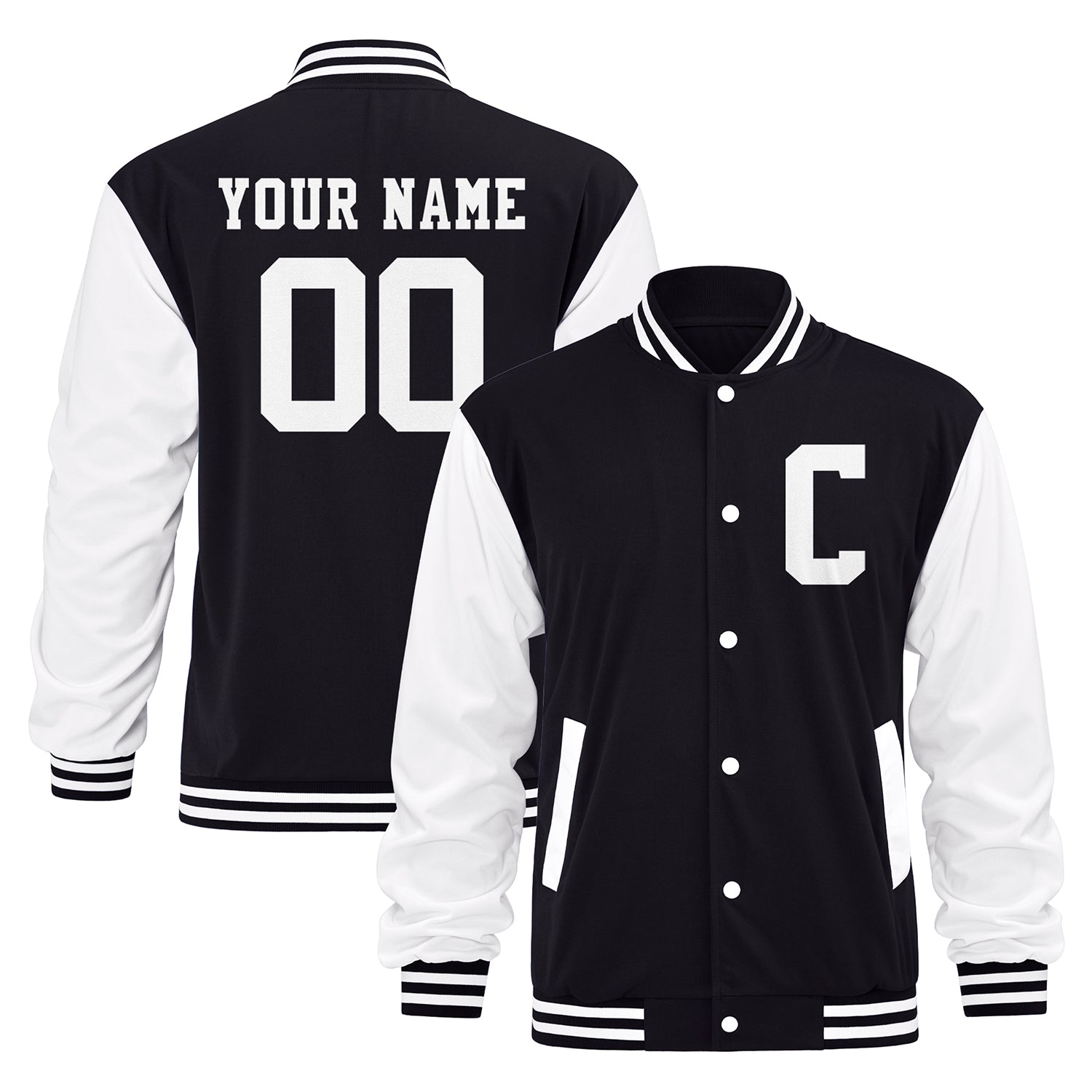 Personalisierte Varsity-Letterman-Jacke — Monogramm-Initiale / Name / Nummer hinzufügen