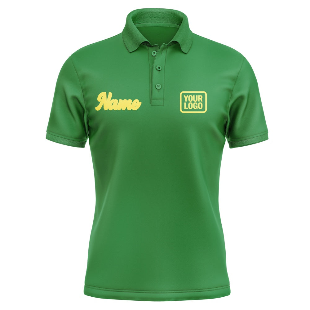 Maßgeschneidertes Smaragdgrün Blassgelb Polo Shirt