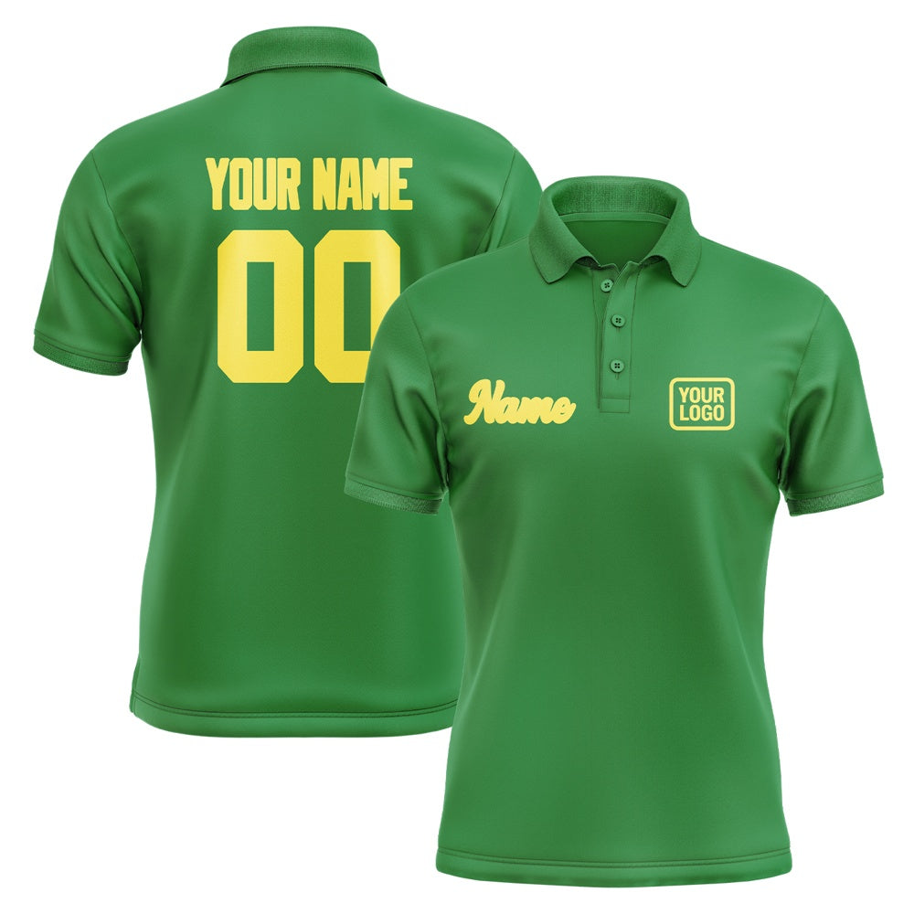 Maßgeschneidertes Smaragdgrün Blassgelb Polo Shirt
