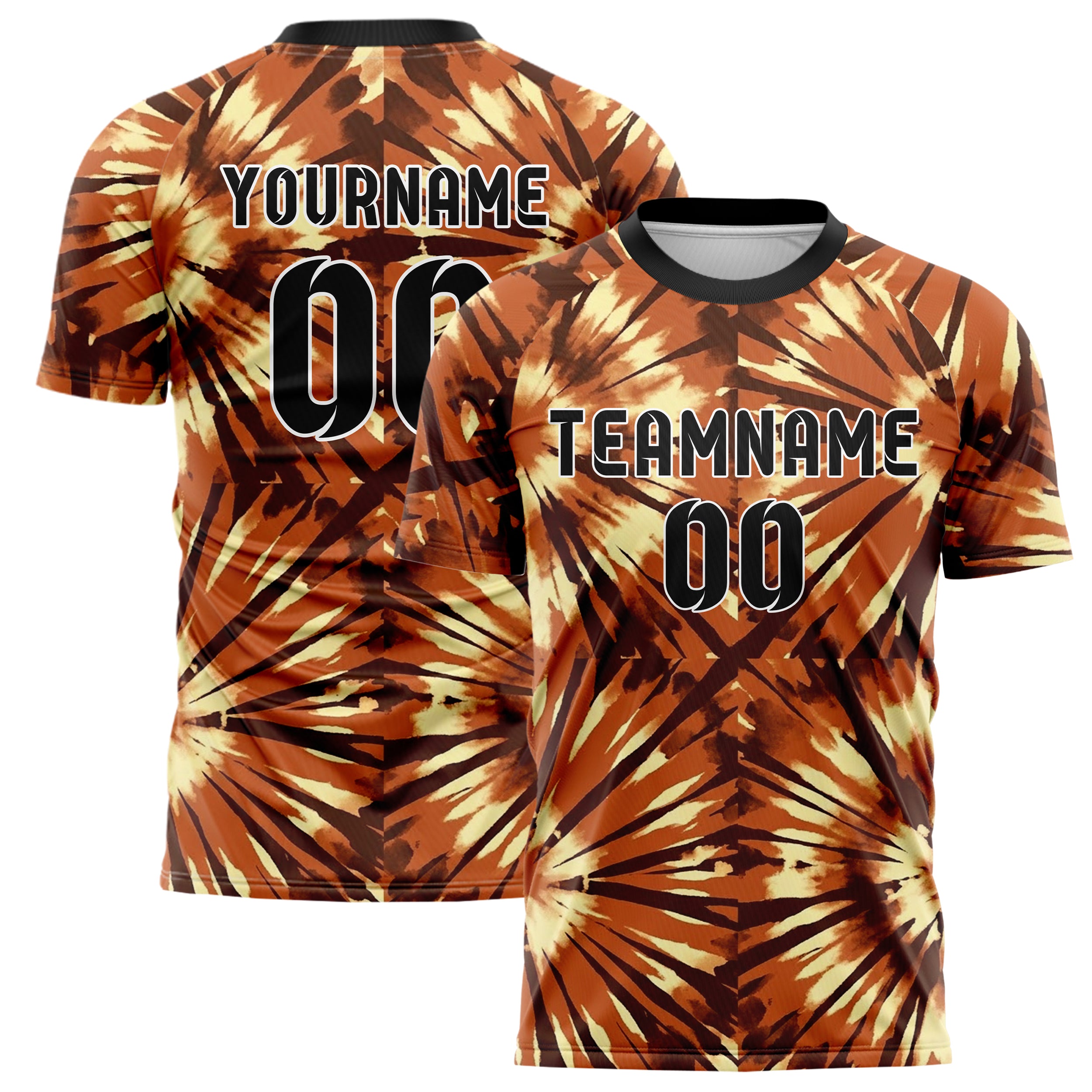 Rost Braun Creme Tie Dye Festival Waschung individuelles Fußballtrikot