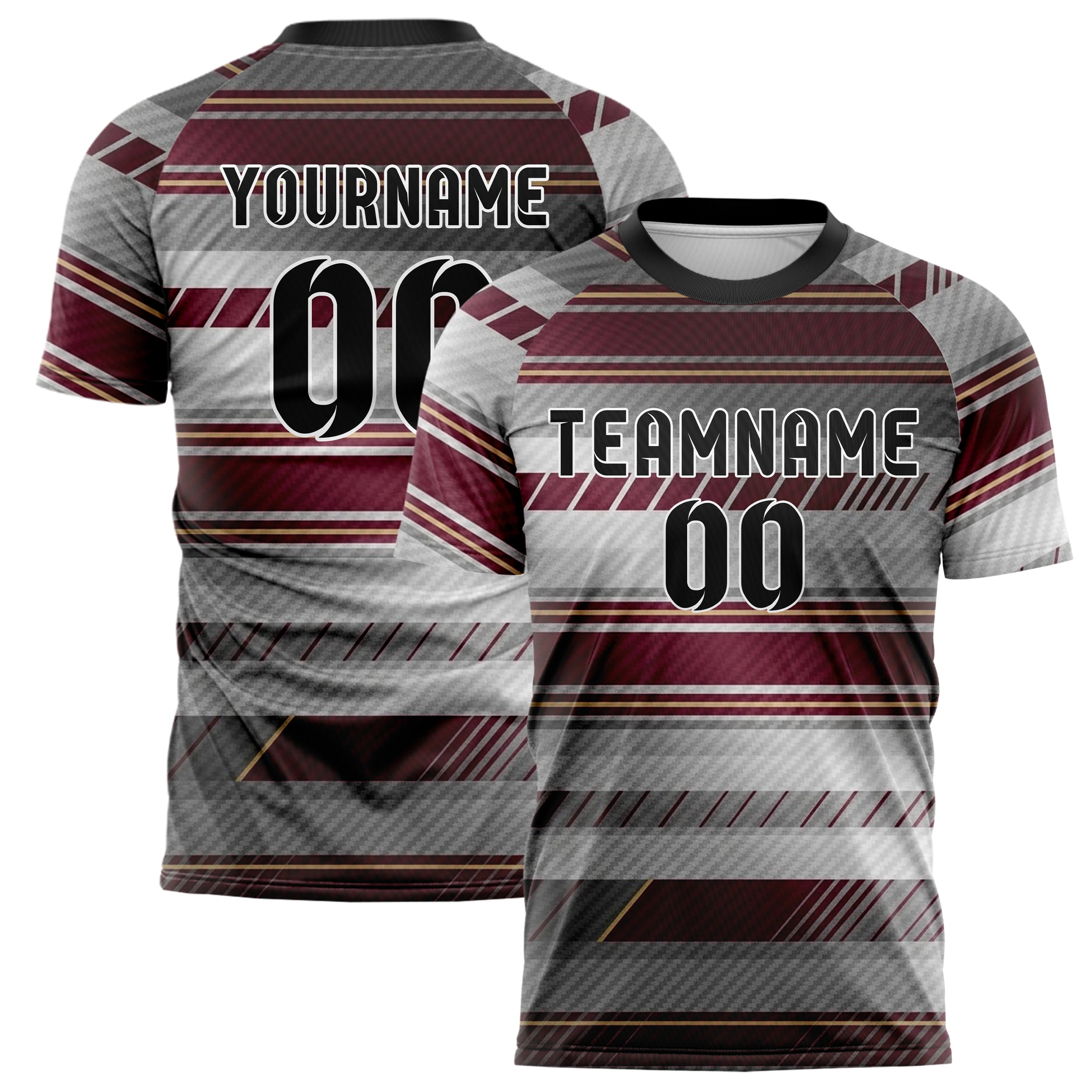 Grau Kastanienbraun Gold Retro Racing Streifen individuelles Fußballtrikot