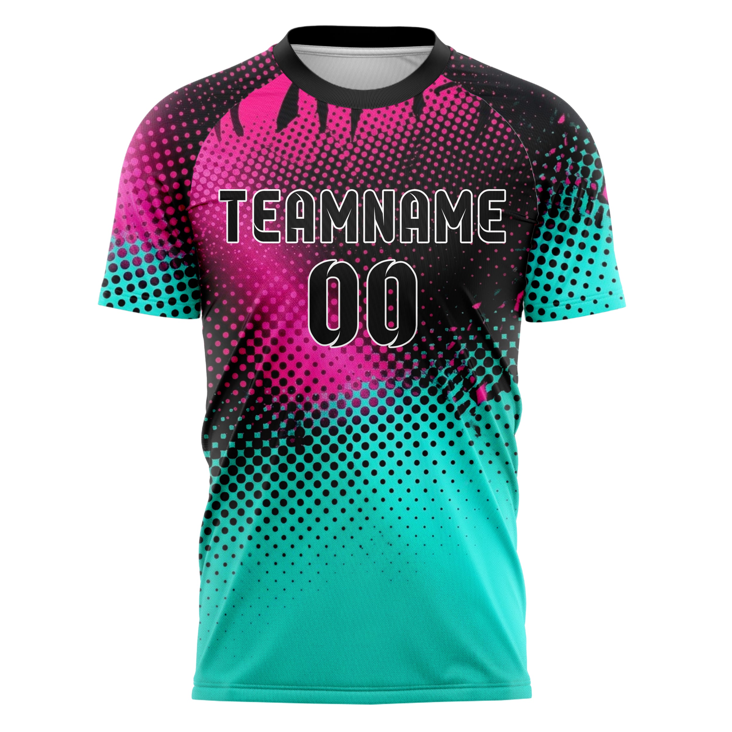 Schwarz Neon Pink Petrol Halbton Farbverlauf Pop individuelles Fußballtrikot