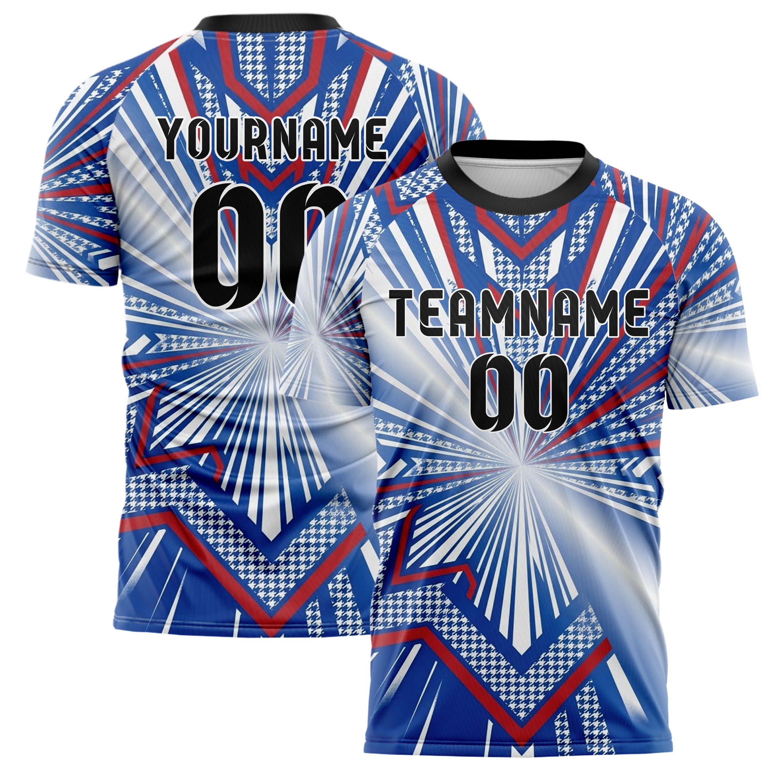 Royal Blau Weiß Rot Retro Streifen Heritage individuelles Fußballtrikot