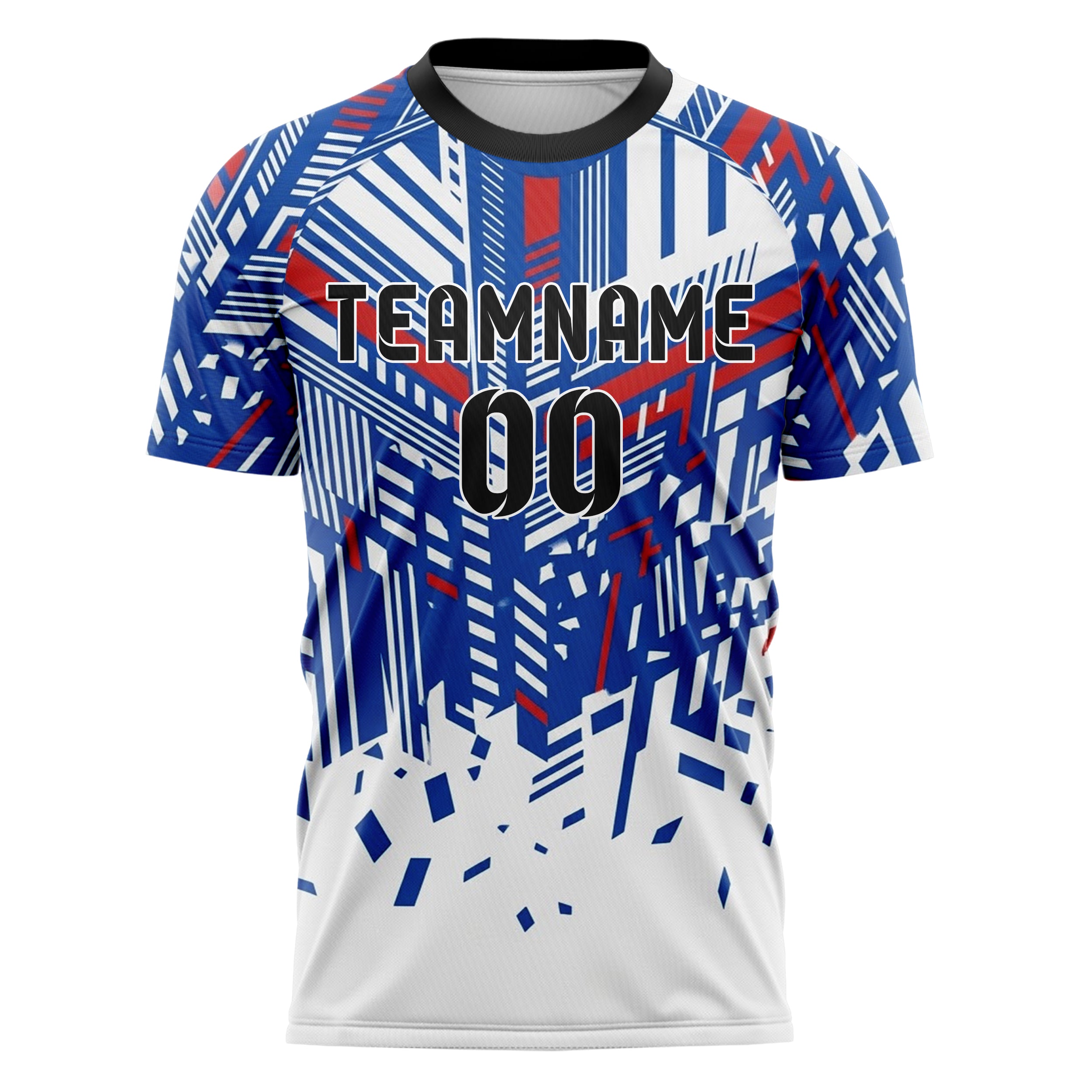Royal Blau Weiß Rot Retro Racing Streifen individuelles Fußballtrikot