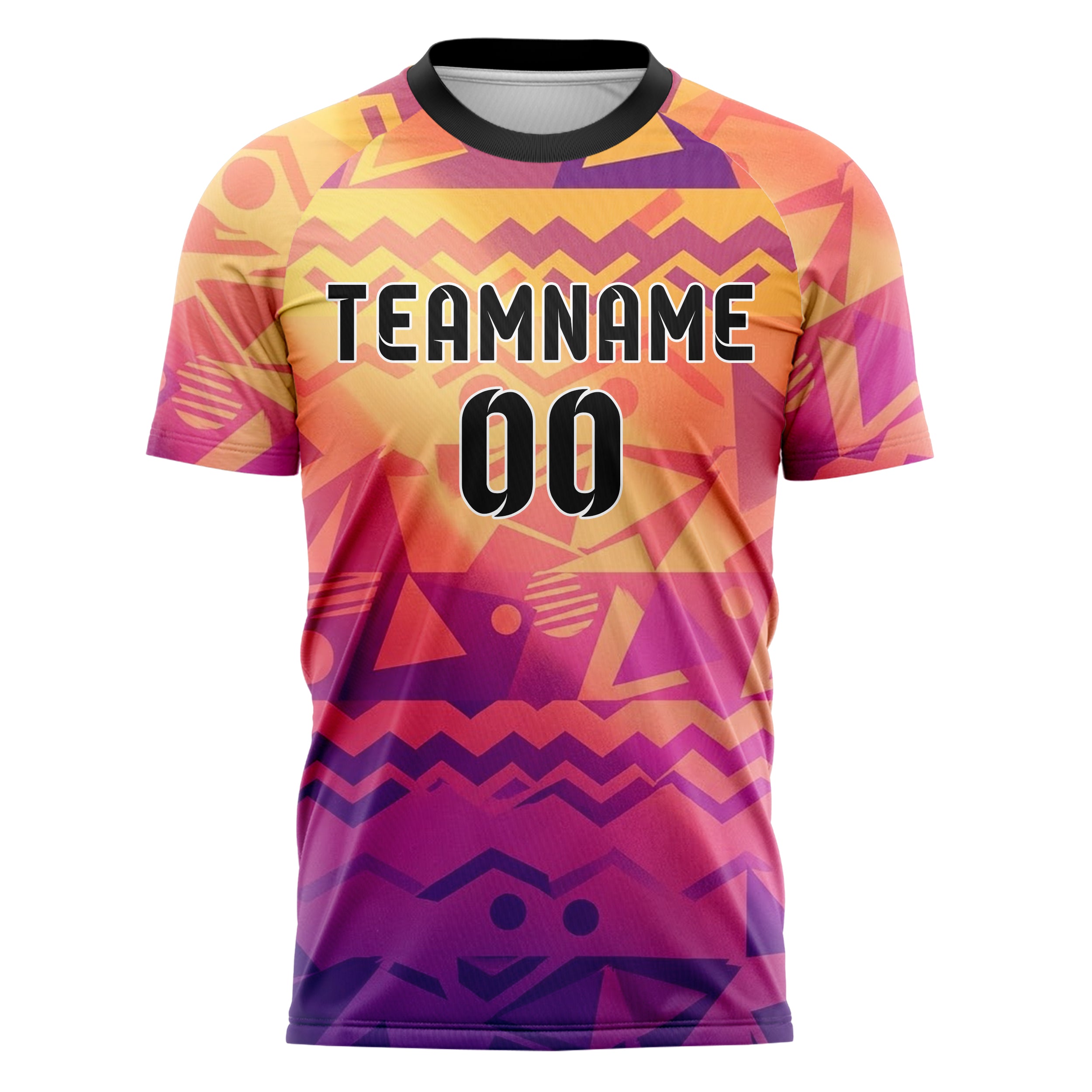 Sonnenuntergang Farbverlauf Warm 90er Jahre Jahre geometrisch Spritzer individuelles Fußballtrikot
