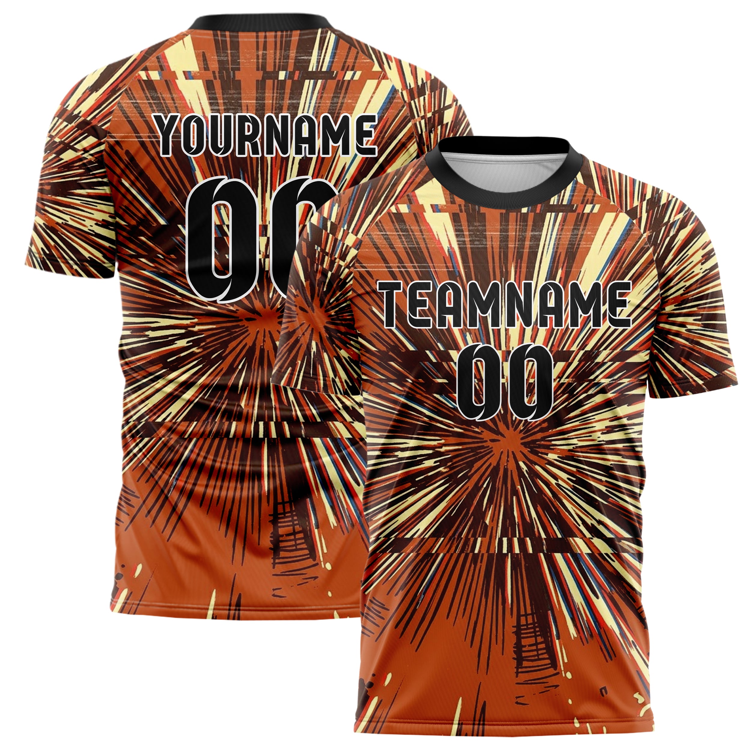 Rost Braun Creme VHS Glitch Retro individuelles Fußballtrikot
