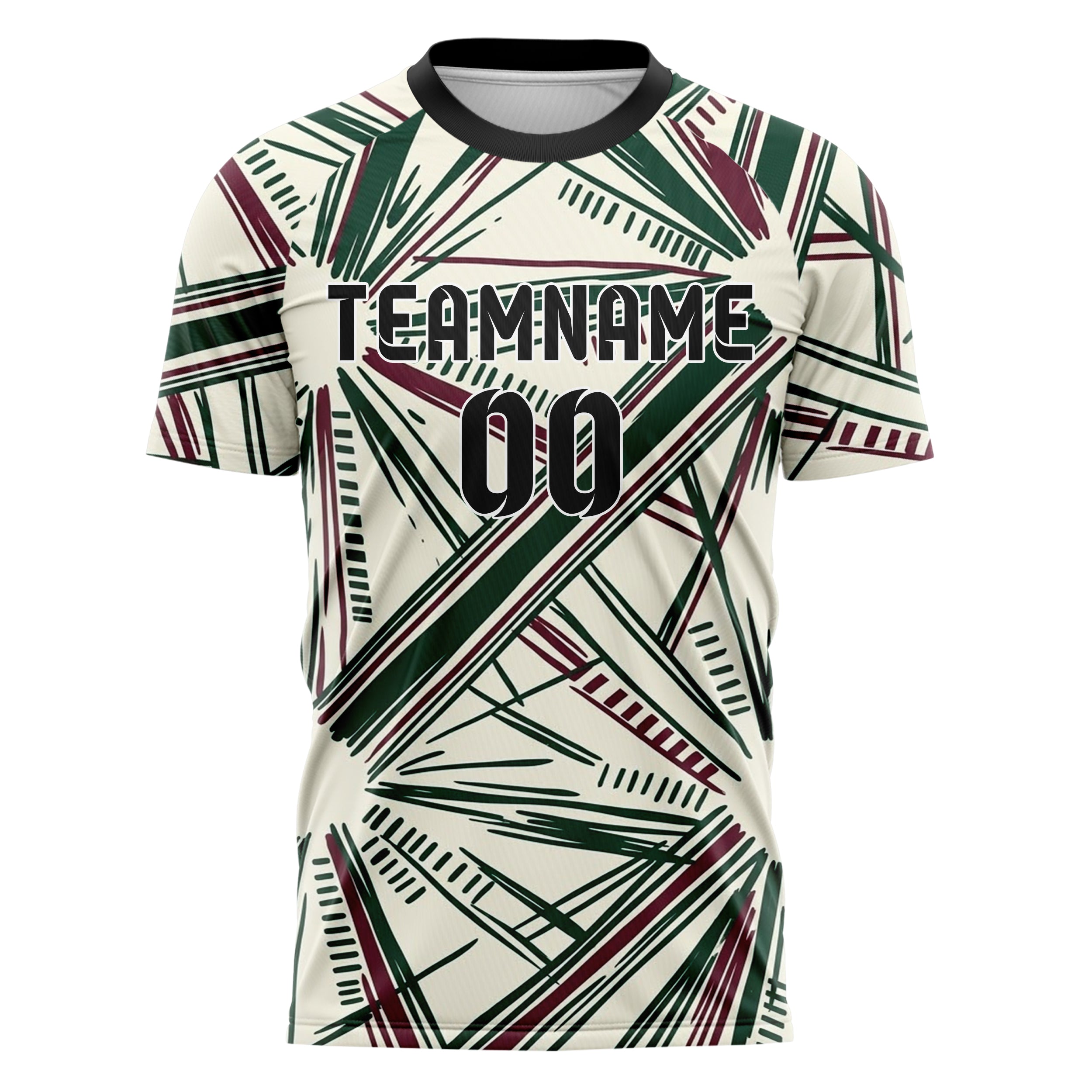Waldgrün Bordeauxrot Creme Retro Racing Streifen individuelles Fußballtrikot